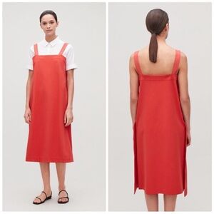 NWT Cos Apron Dress With Woven Straight Fit Square Cut Neck Straps in Red